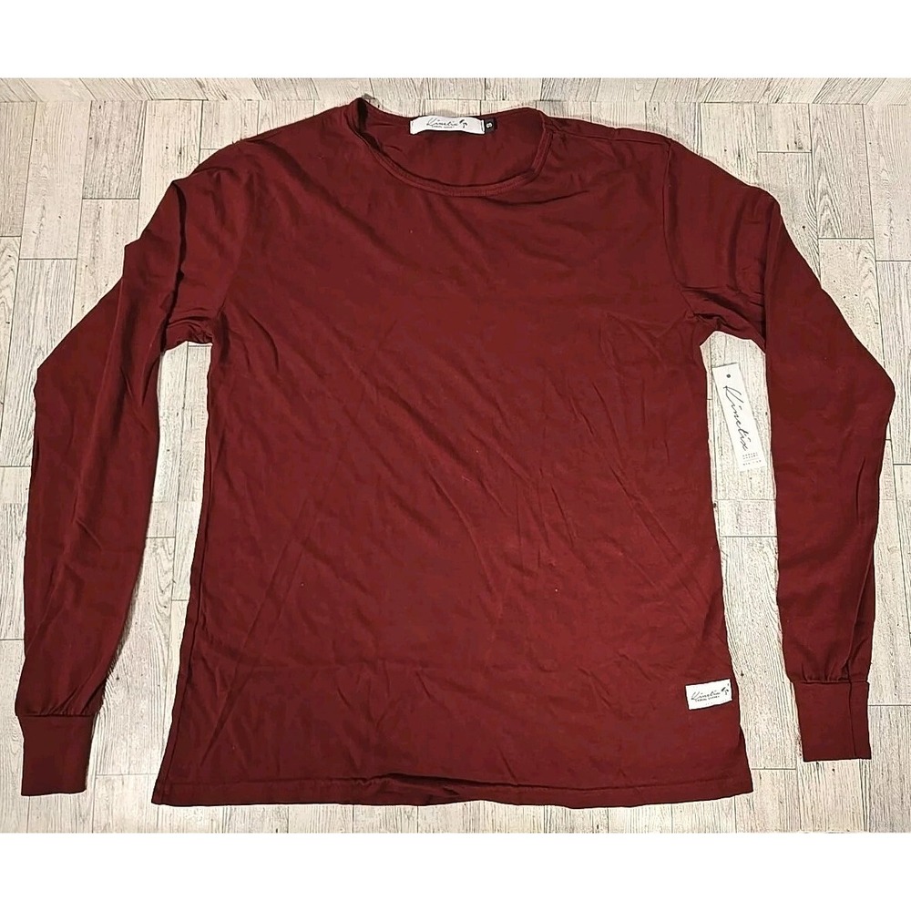Kinetix Shirt SMALL Mens Casual Luxury Long Sleeve Maroon 100% Cotton NEW